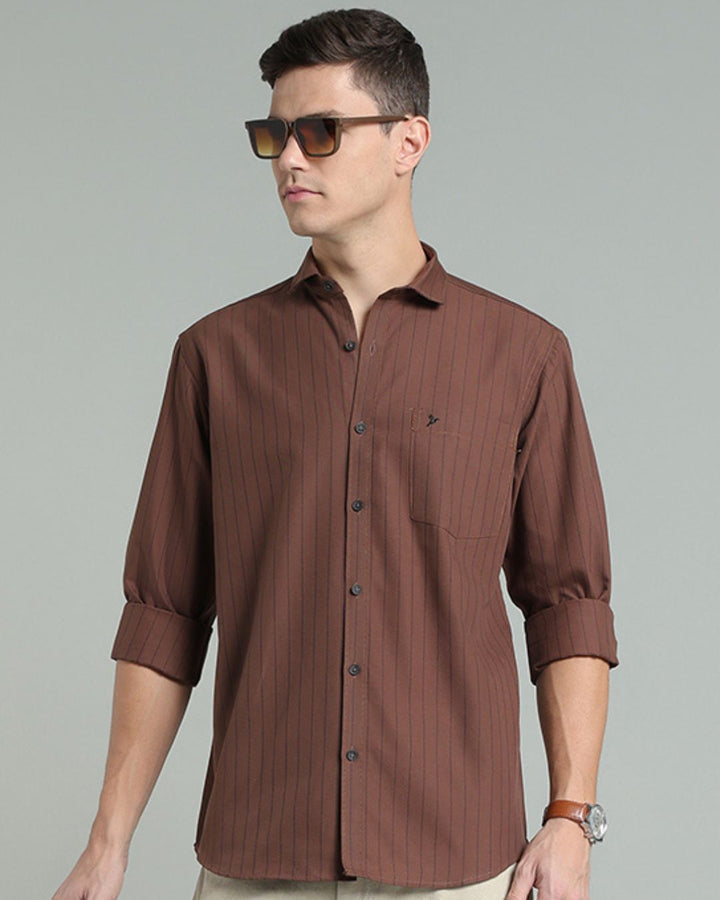 Choco Brown Vertical Stripes -Full-Stain Proof