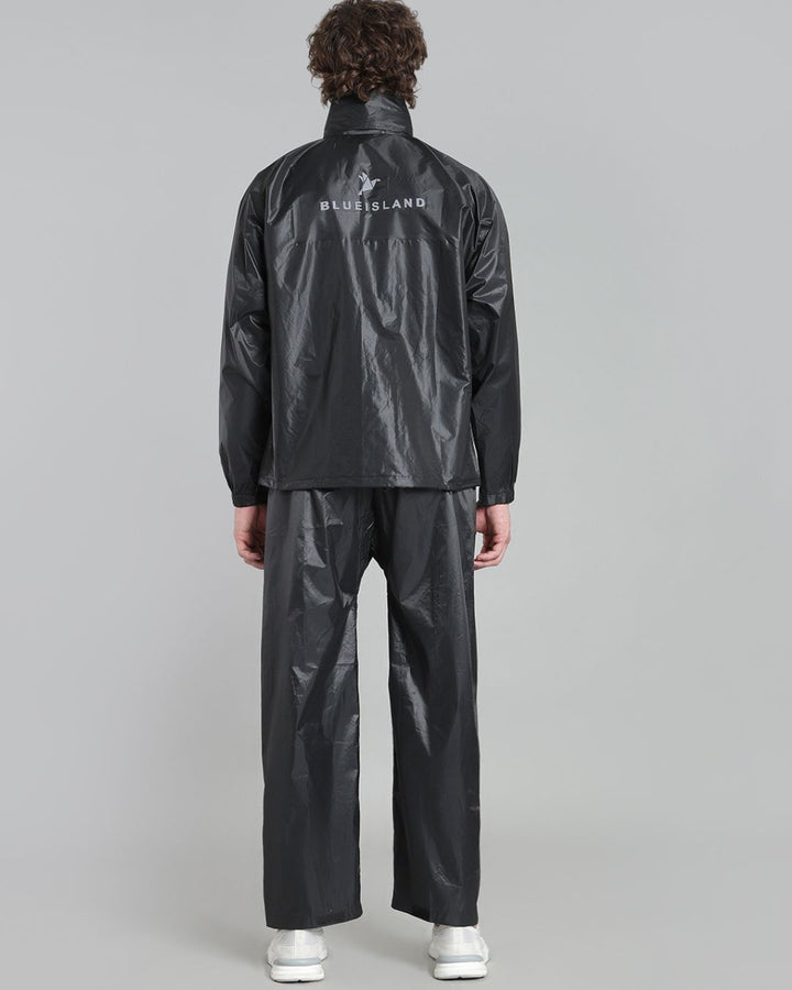 Black with Red Taping - Rain Jacket with Pant and Mobile Pouch