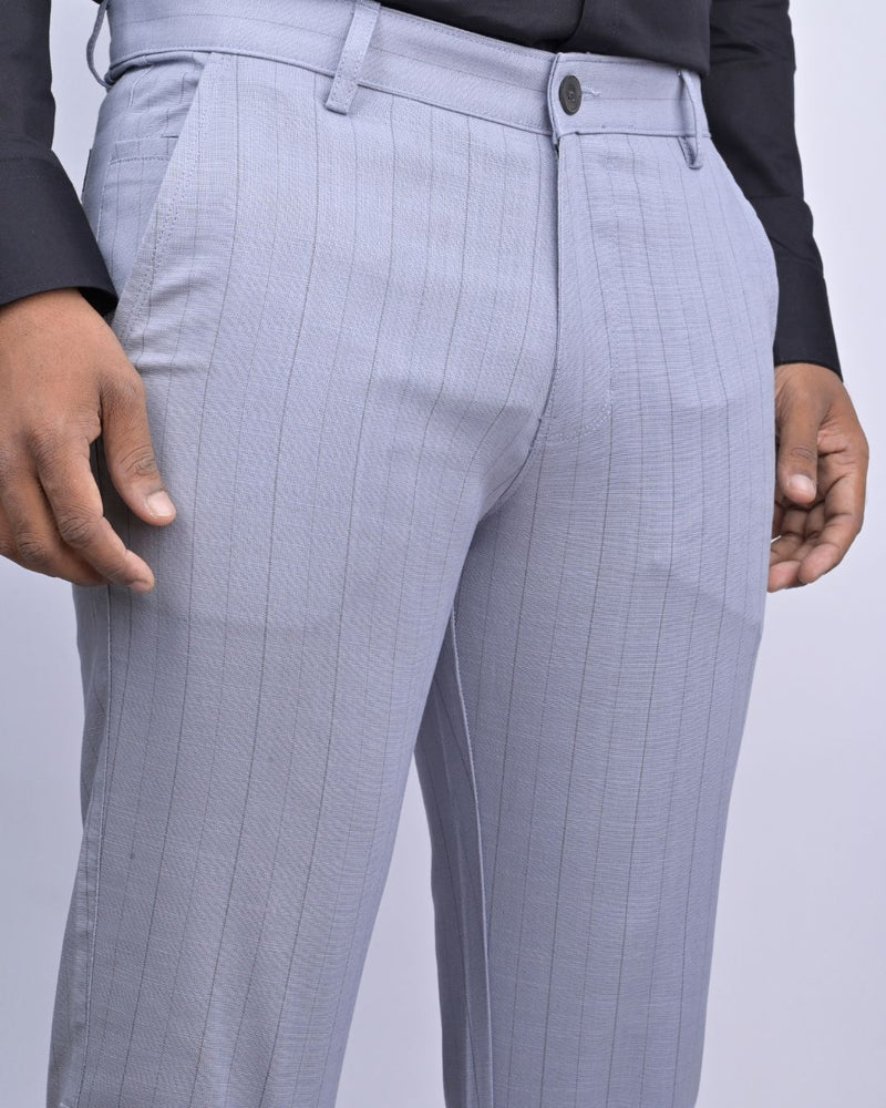 Grey Vertical Stripes - 2 way stretch - COTTON PANT
