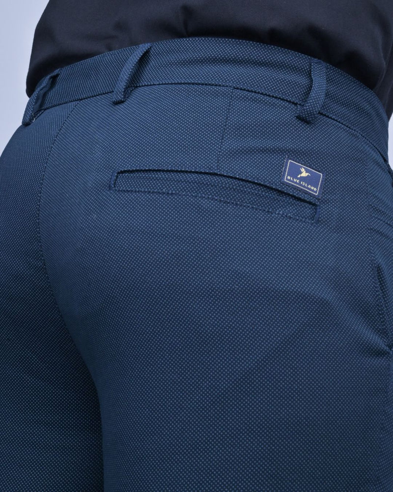 Navy Diamond Printed - 2 way stretch - COTTON PANT