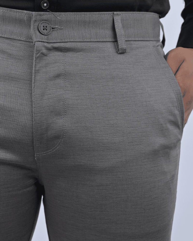 Dark Grey Dot Printed - 2 way stretch - COTTON PANT