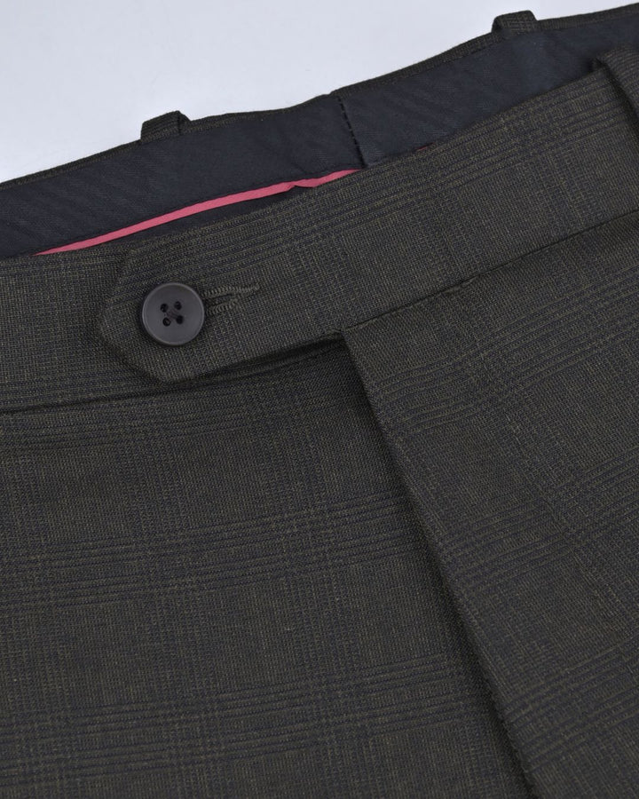 Brown Cross Line Checked - Wrinkle free Formal Pant