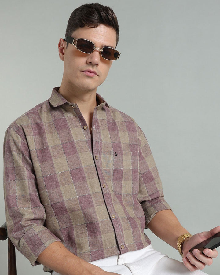 Dusty Pink Golden Checks -Full-Stain Proof
