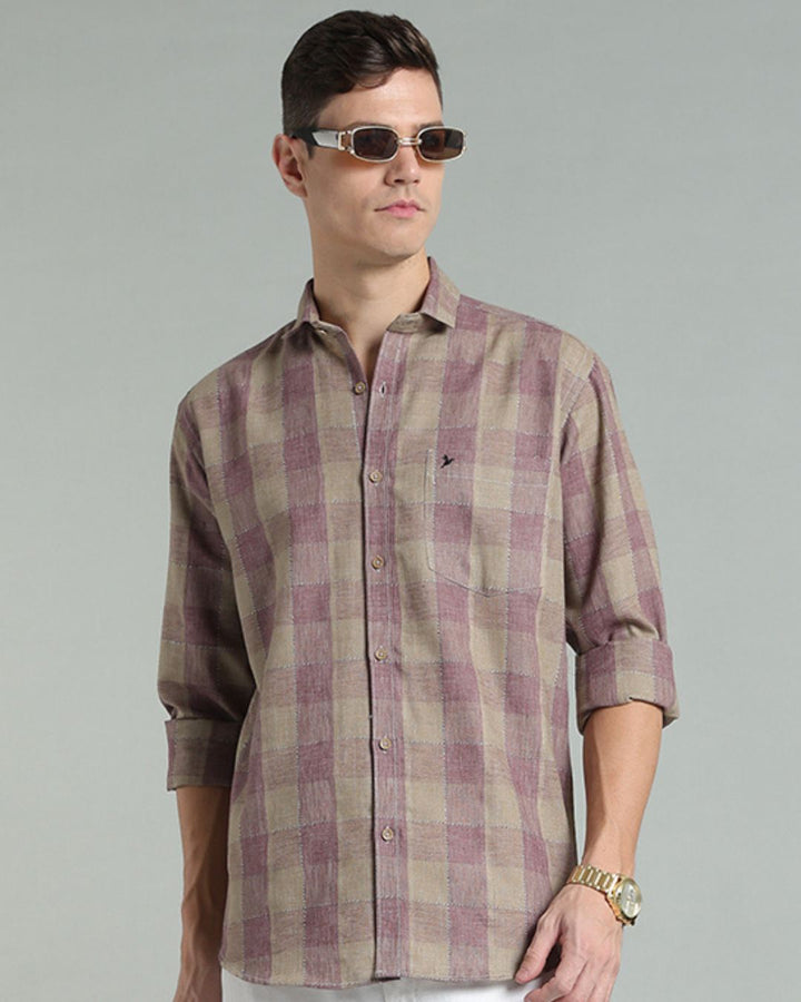 Dusty Pink Golden Checks -Full-Stain Proof