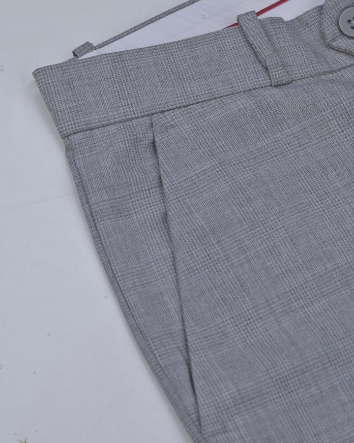 Soft Grey Multi Line Checks - Wrinkle free Formal Pant