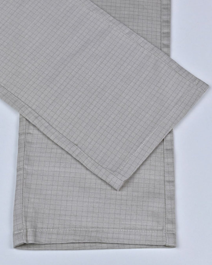 Cream Grid Checks - 2 way stretch - COTTON PANT