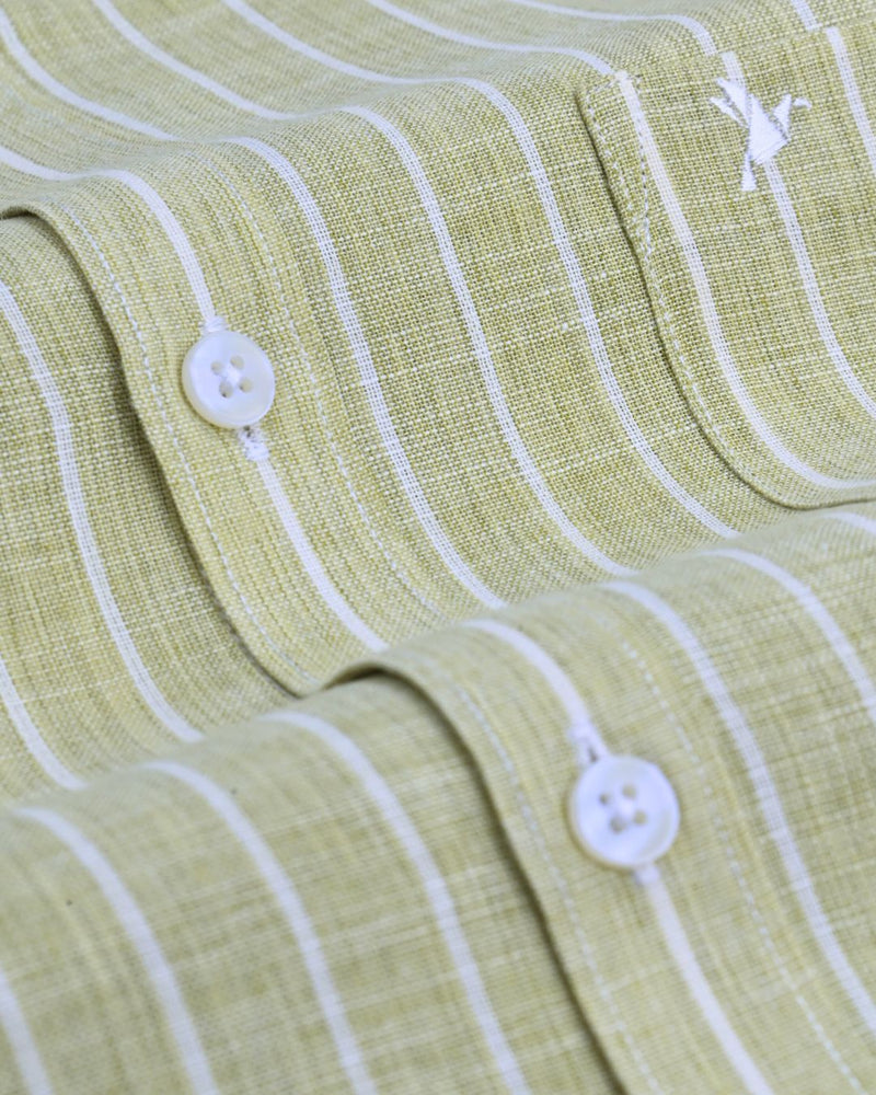 Sugarcane Green Stripes -Full-Bamboo Linen