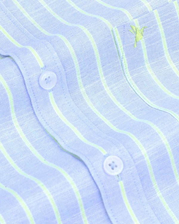 Blue & Radium Line Stripes -Full-Bamboo Linen