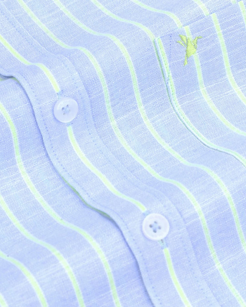 Blue & Radium Line Stripes -Full-Bamboo Linen
