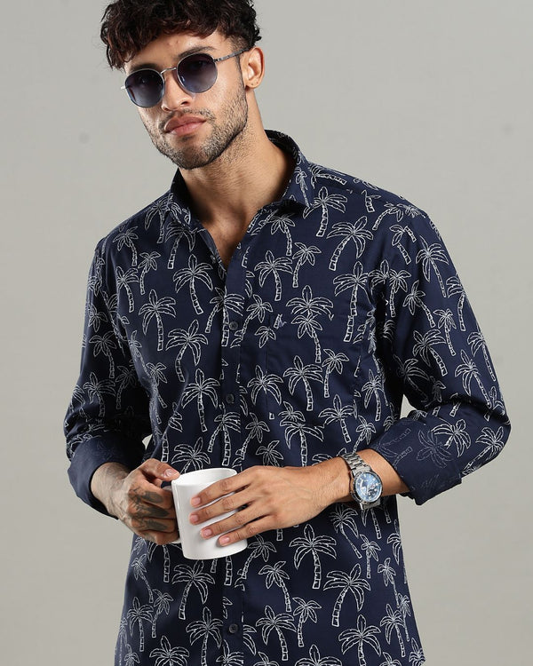 Navy Tree Print -Full-Stain Proof