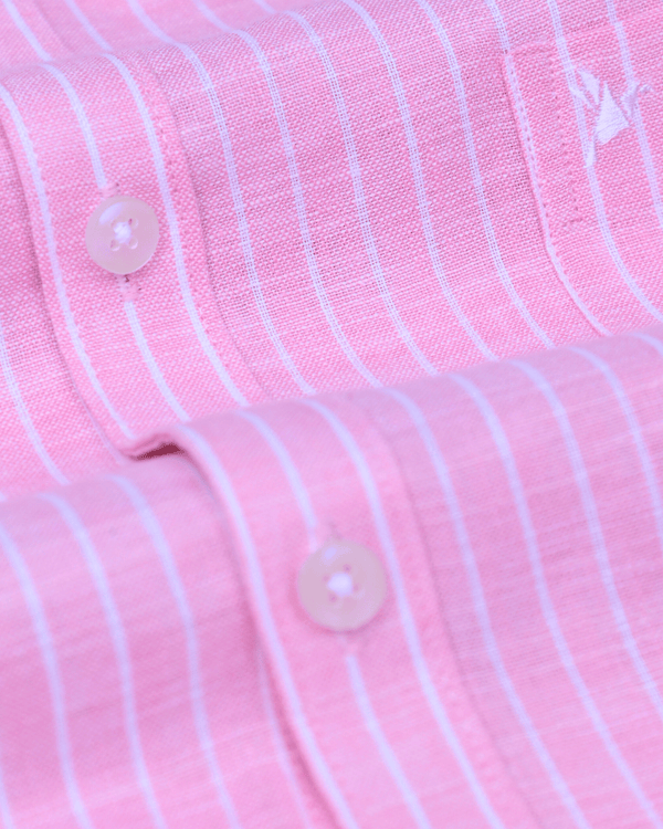 Pink & White Mini Stripes -Full-Bamboo Linen