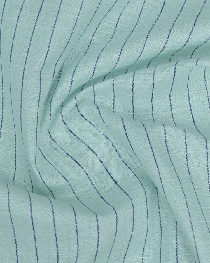 Pistah Green & Navy Stripes -Full-Bamboo Linen