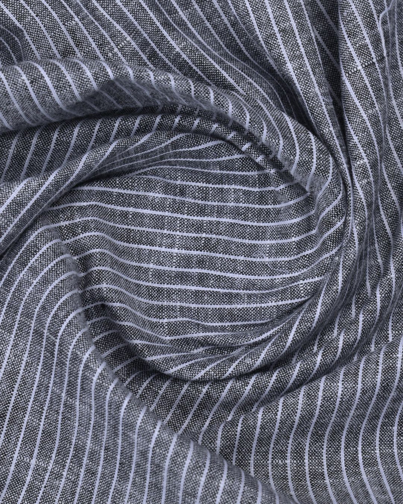 Black Mini Stripes -Full-Bamboo Linen