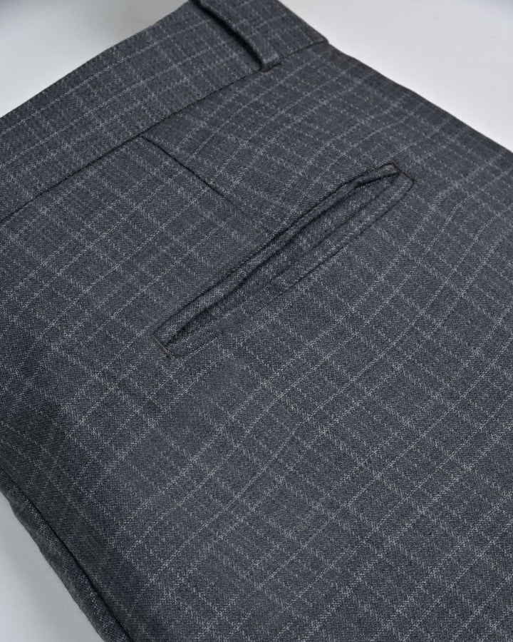 Dark Grey Mini Checks - Wrinkle free Formal Pant