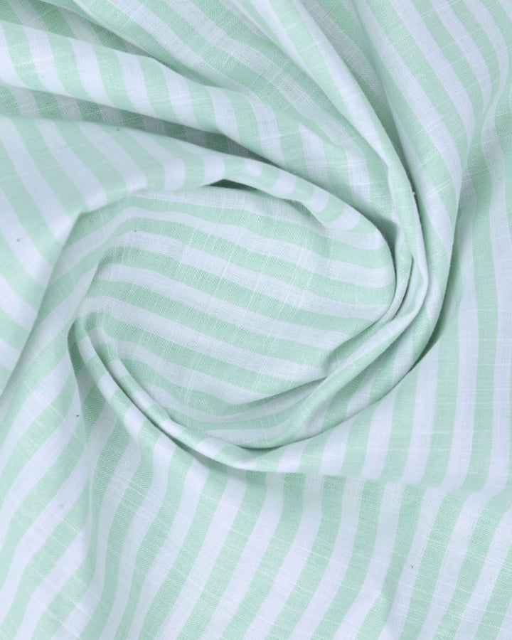 Green & White Bars-Full-Bamboo Linen