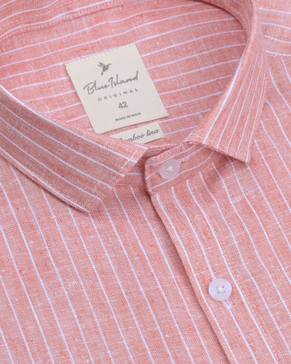 Tango Orange Stripes -Full-Bamboo Linen