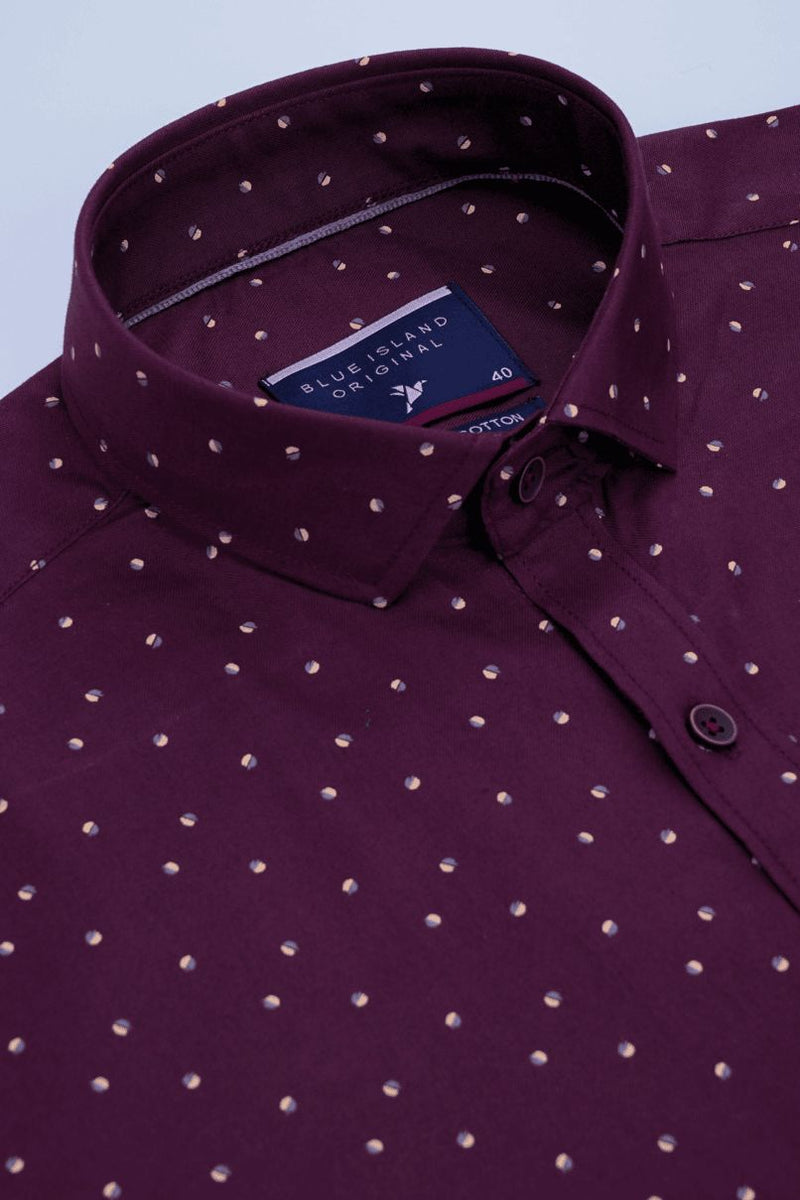 Maroon Polka Print -Full-Stain Proof