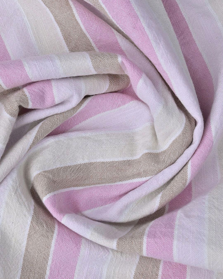 Candy Pink Stripes -Full-Cotton Linen Shirt