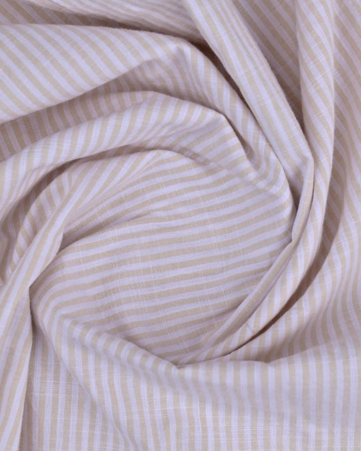 Sandal Cream Stripes -Full-Cotton Linen Shirt