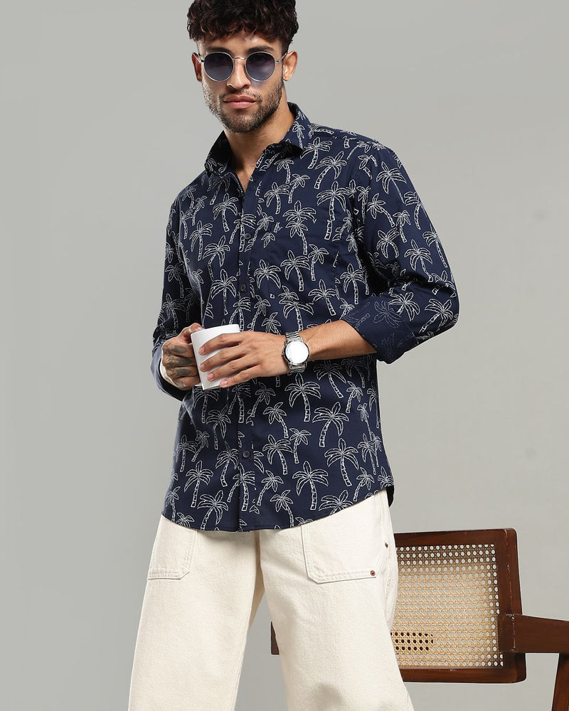 Navy Tree Print -Full-Stain Proof