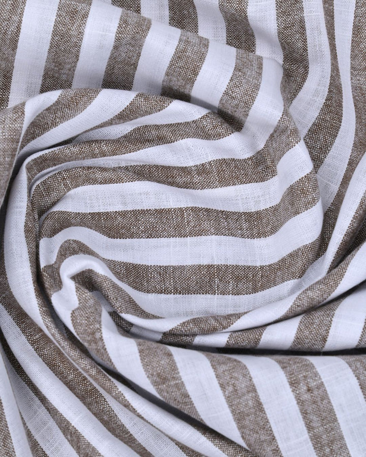 Teak Brown Broad Stripes -Full-Bamboo Linen