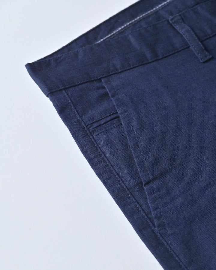 Natural Navy - 2 way stretch - COTTON LINEN PANT
