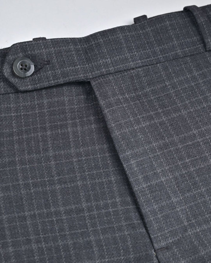 Dark Grey Mini Checks - Wrinkle free Formal Pant
