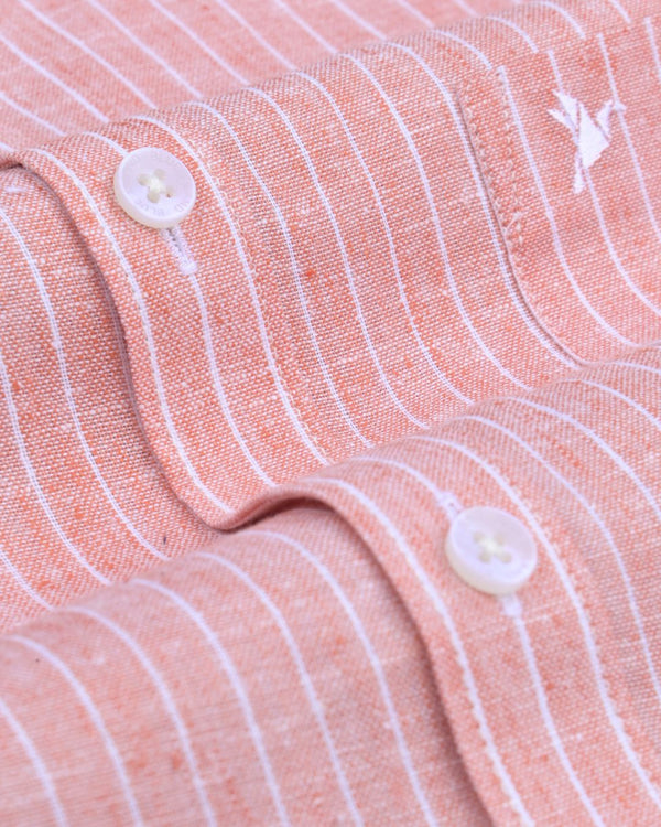 Tango Orange Stripes -Full-Bamboo Linen