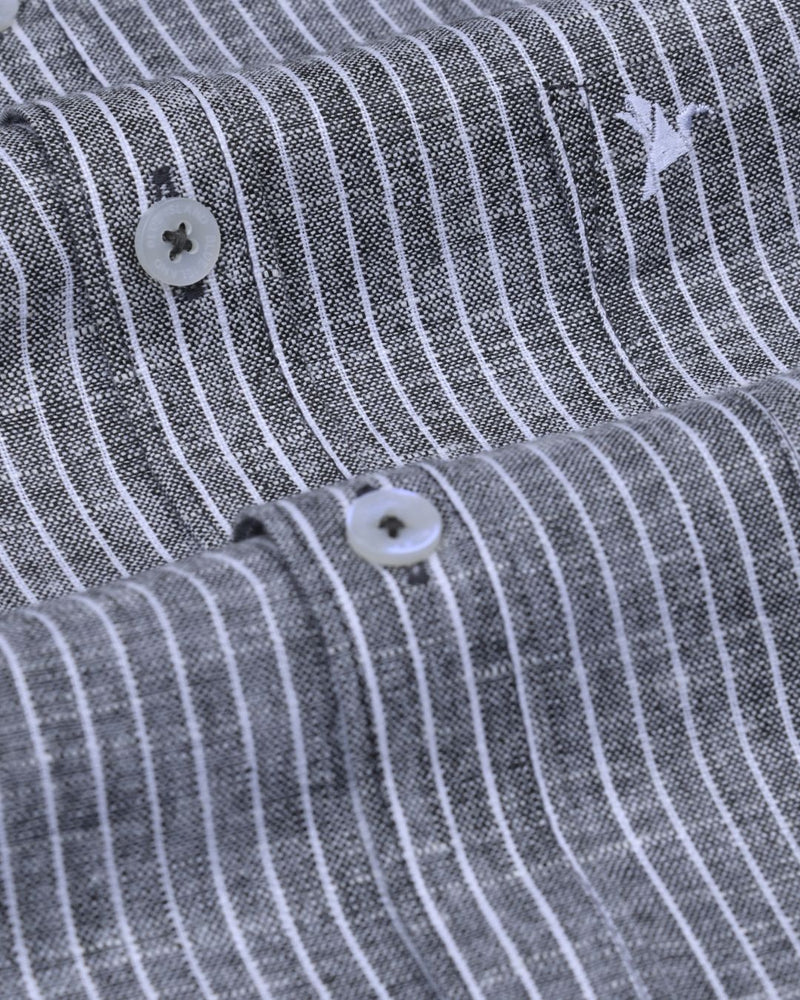 Black Mini Stripes -Full-Bamboo Linen