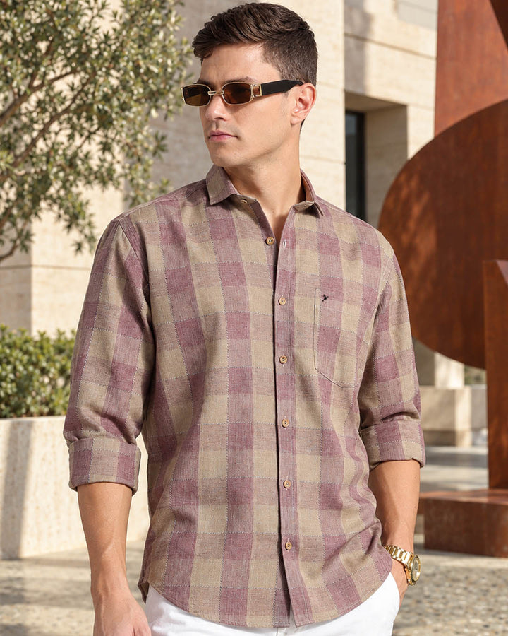 Dusty Pink Golden Checks -Full-Stain Proof