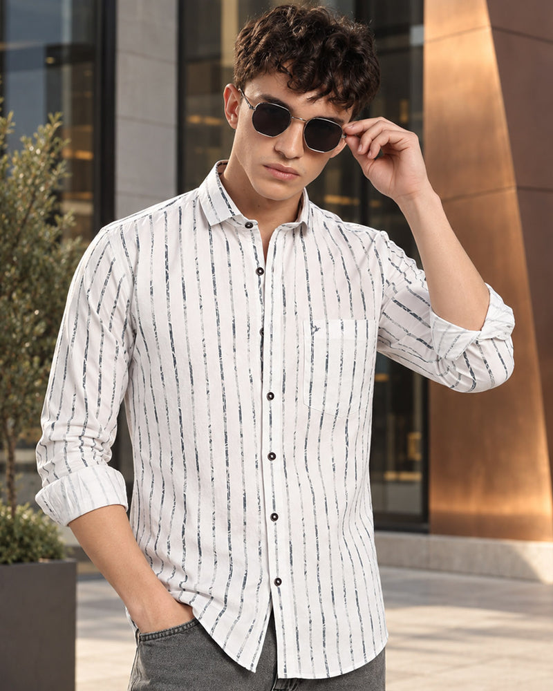 White & Military Line Stripes -Full-Stain Proof