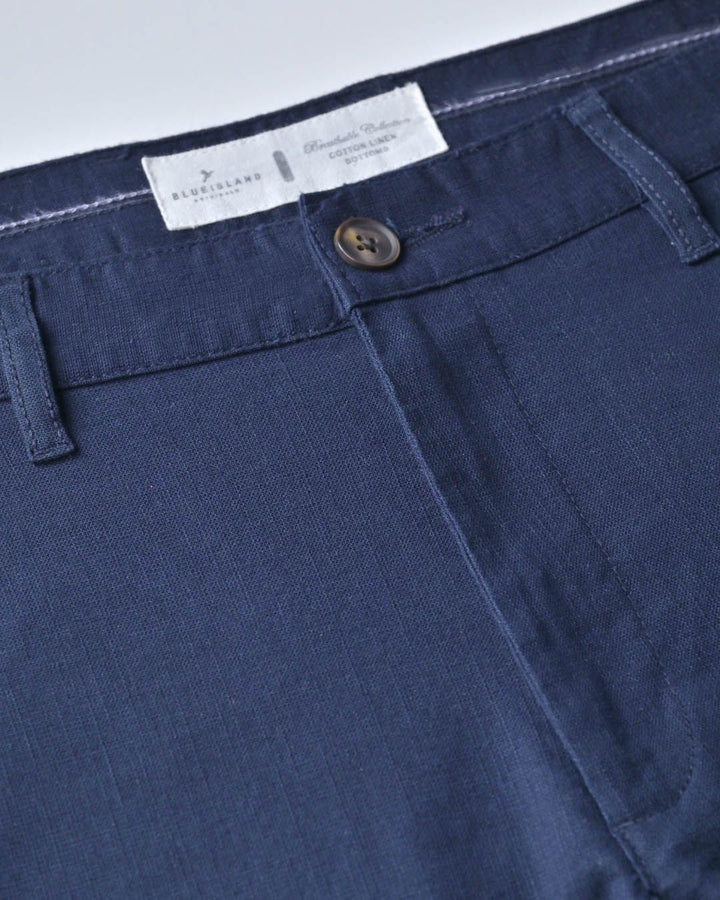 Natural Navy - 2 way stretch - COTTON LINEN PANT