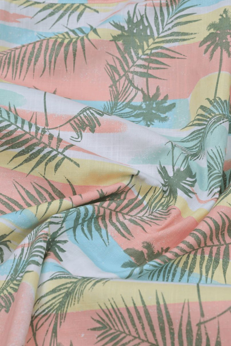 Tropical Sunset Print Chinese collar -Full-Stain Proof