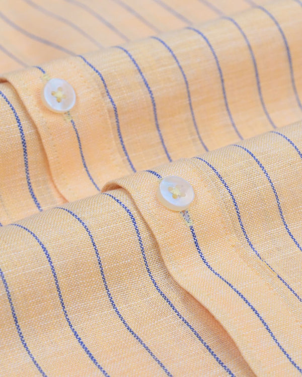 Fawn Orange Stripes -Full-Bamboo Linen