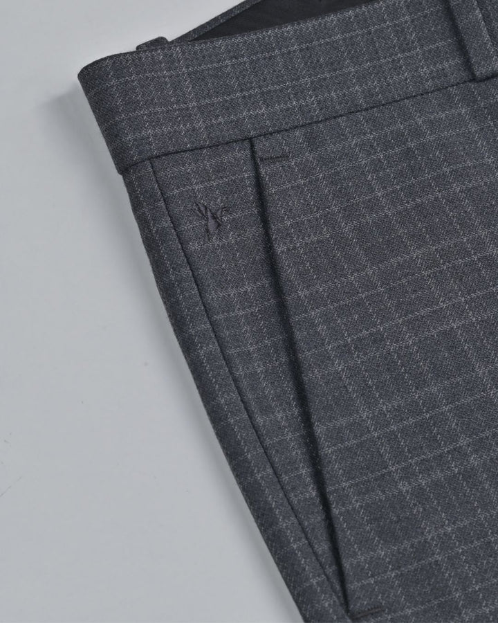 Dark Grey Mini Checks - Wrinkle free Formal Pant