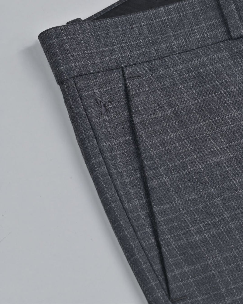 Dark Grey Mini Checks - Wrinkle free Formal Pant