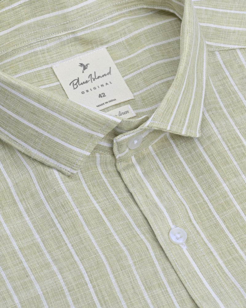 Sugarcane Green Stripes -Full-Bamboo Linen
