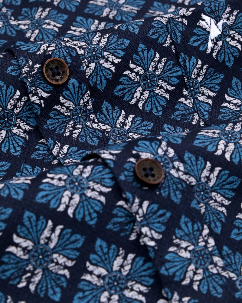 Navy Blossom Print-Full-Stain Proof
