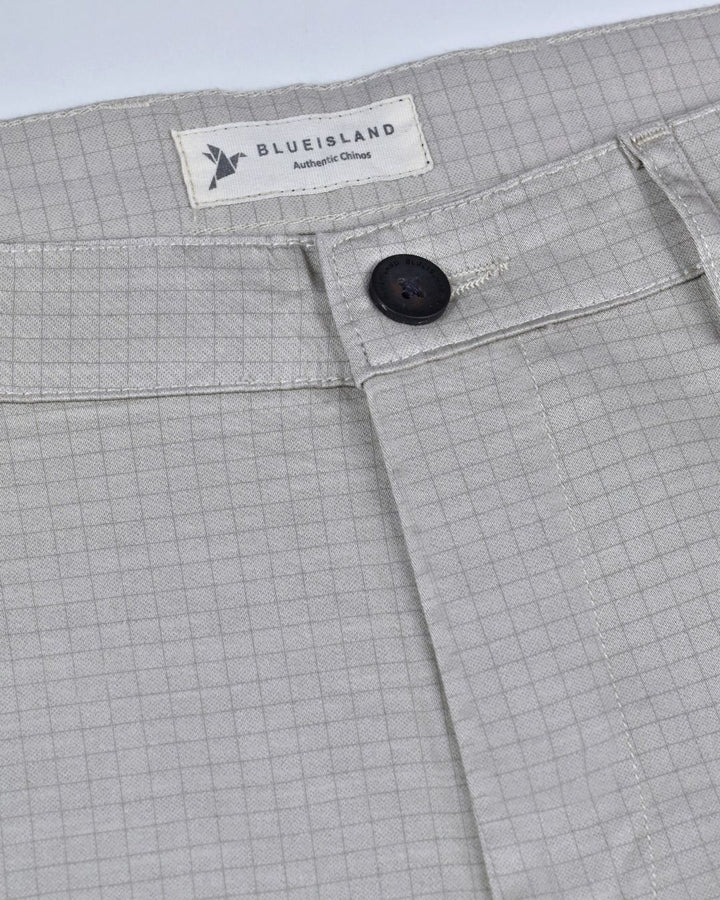 Cream Grid Checks - 2 way stretch - COTTON PANT