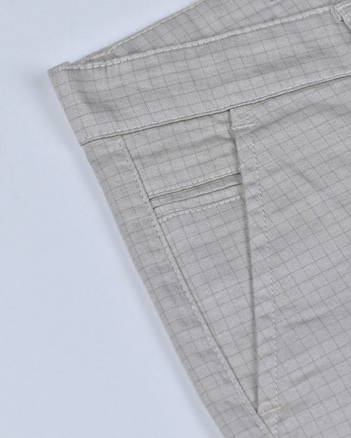 Cream Grid Checks - 2 way stretch - COTTON PANT