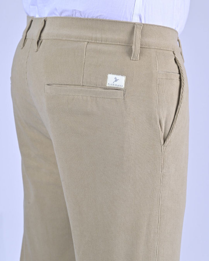 Dark Cream Fine Stripe - Corduroy Pant