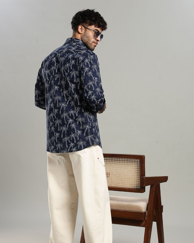 Navy Tree Print -Full-Stain Proof