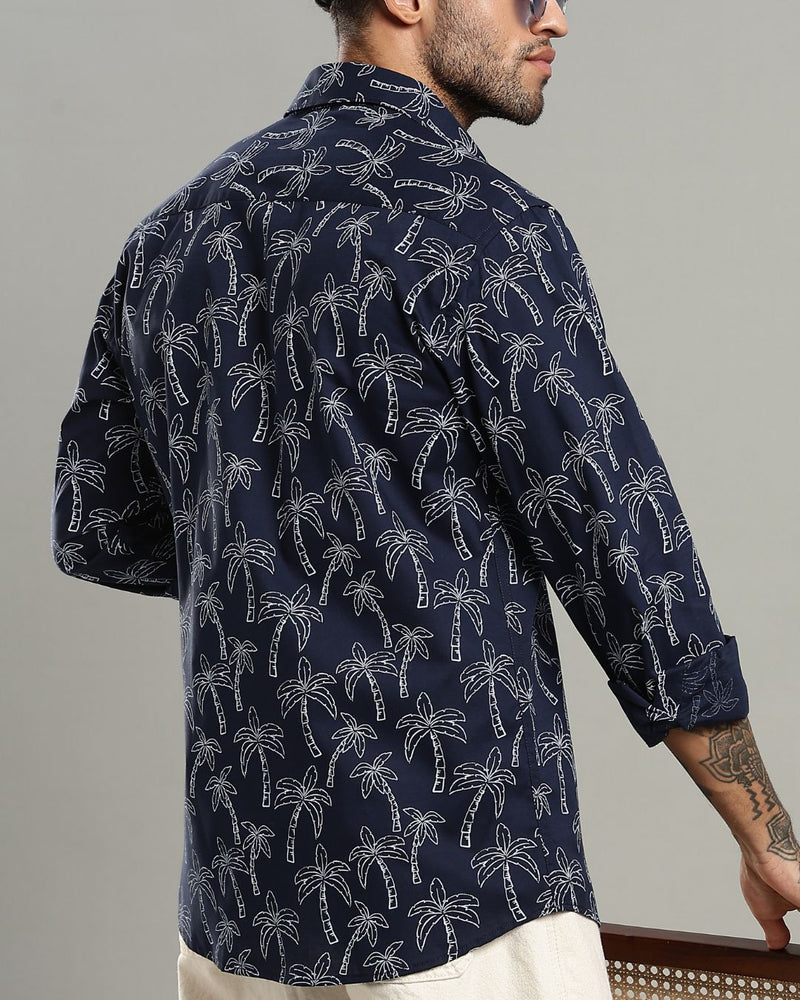 Navy Tree Print -Full-Stain Proof