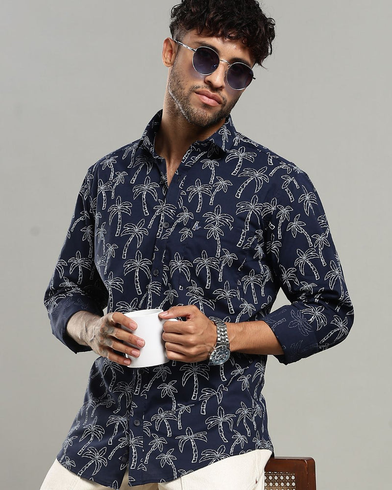 Navy Tree Print -Full-Stain Proof