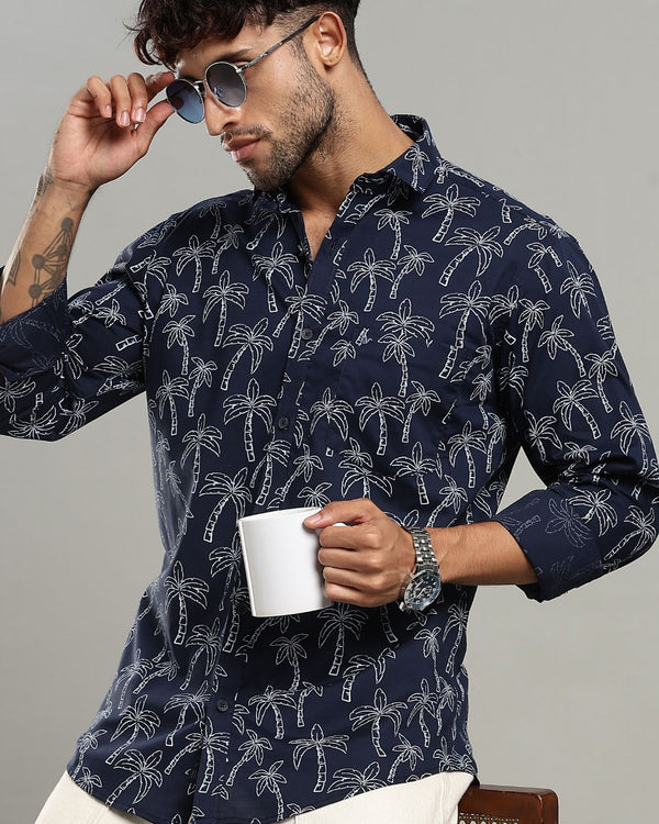 Navy Tree Print -Full-Stain Proof