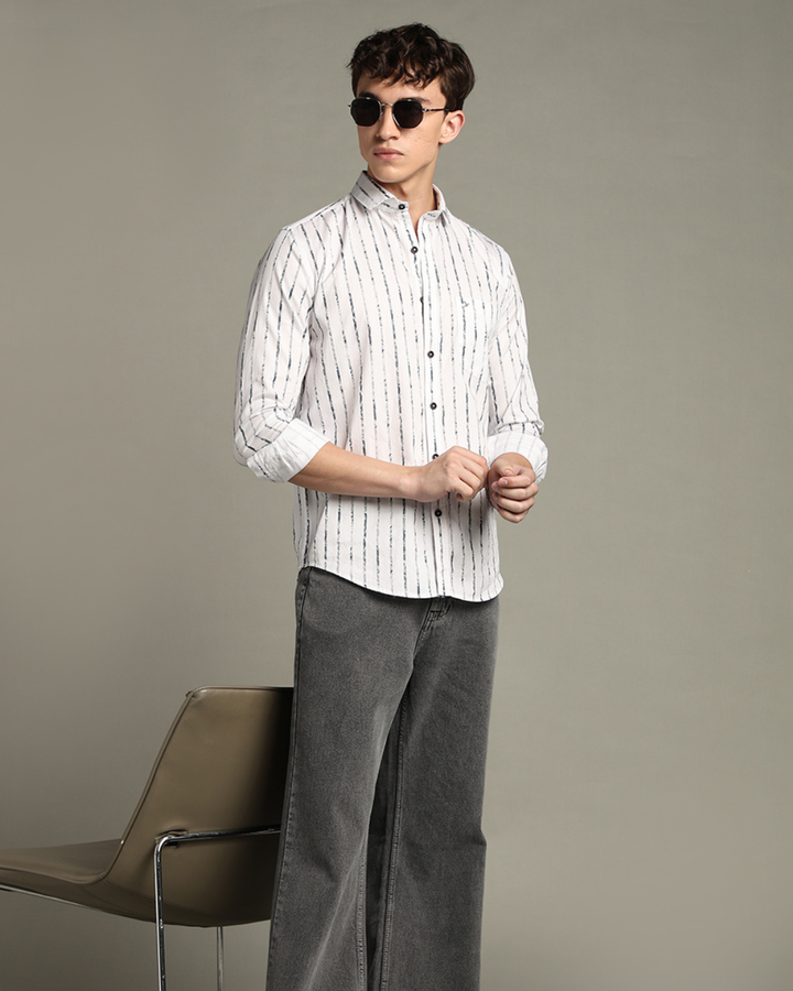 White & Military Line Stripes -Full-Stain Proof