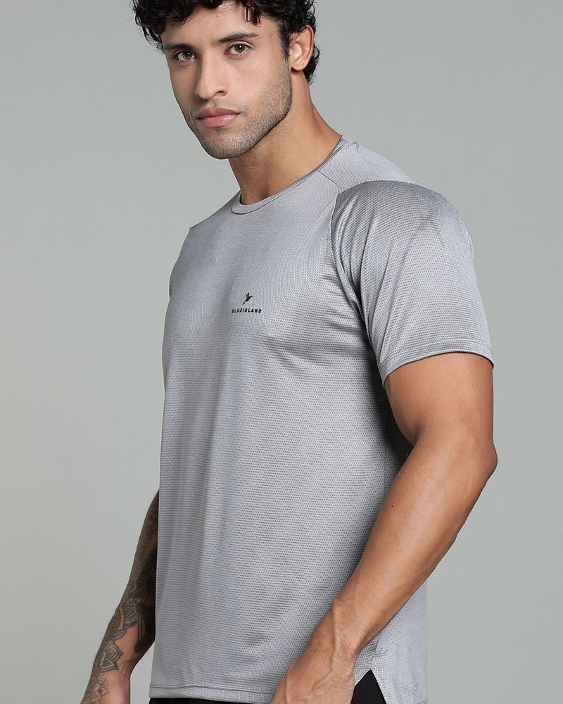 Lite Grey Dotted Lines - Active wear Round neck Tshirt
