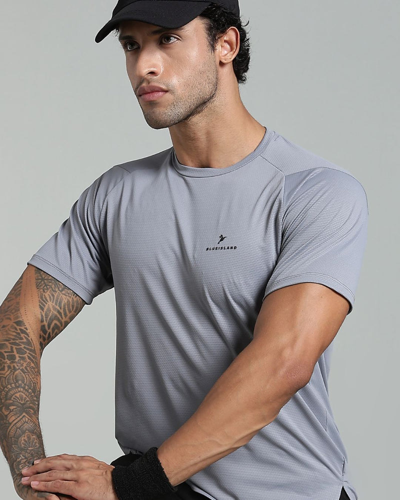 Silver Grey - Active wear Round neck Tshirt