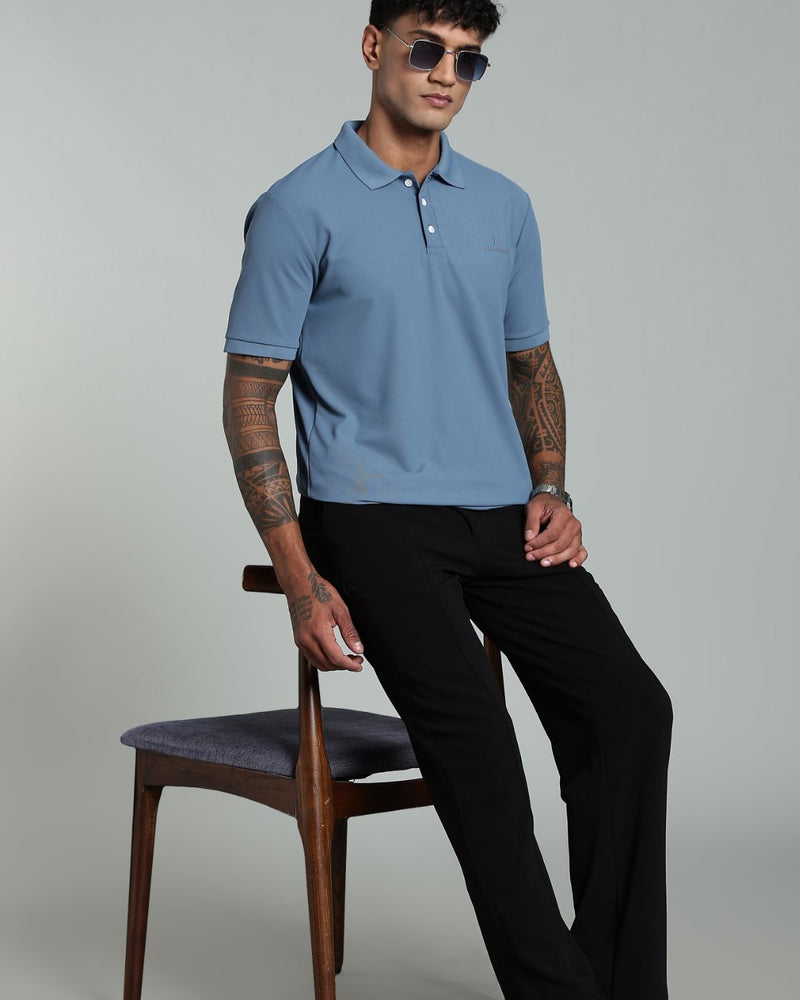 Bluish Grey - Active wear Polo Tshirt