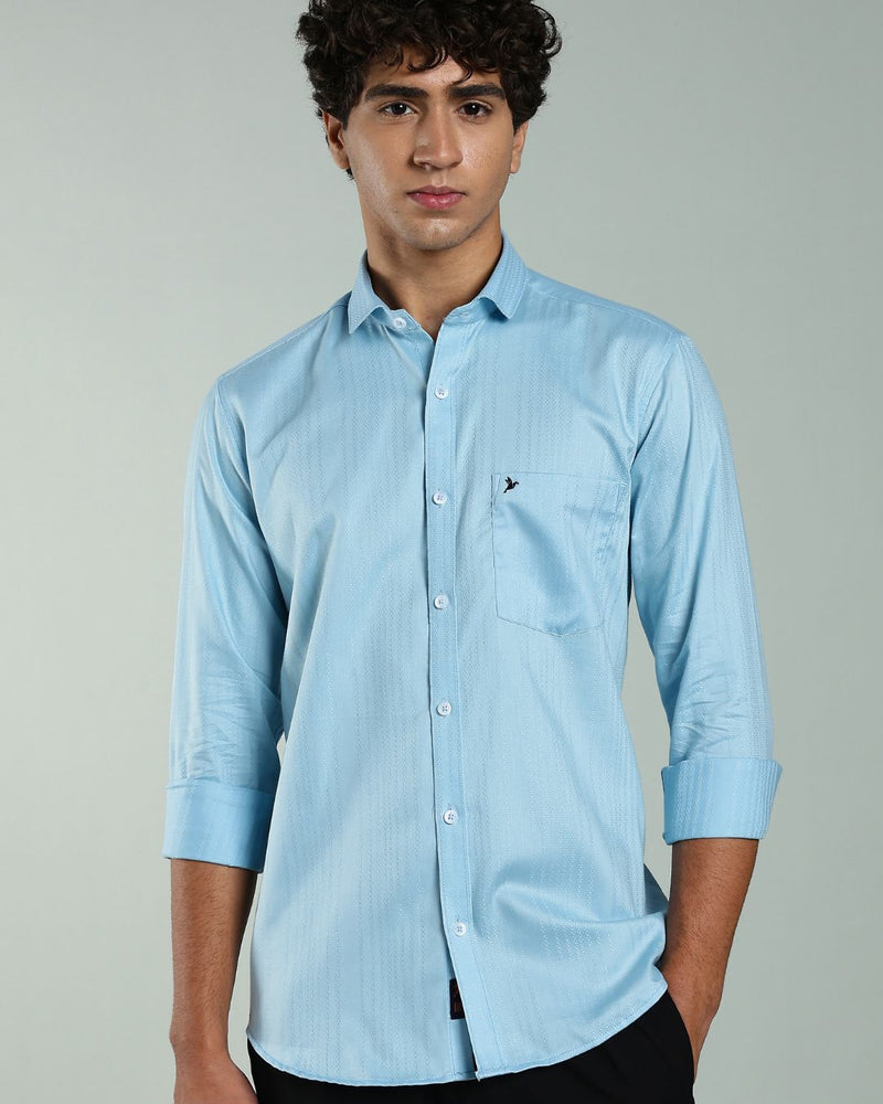 Sky Blue Self Design - Full-Stain Proof